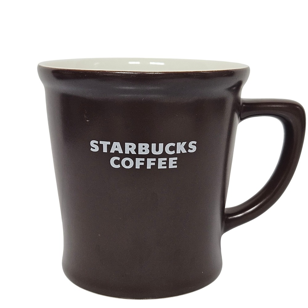 Starbucks Coffee Mug 16oz Brown Cream 2008 Flared Rim Ceramic Logo Cup